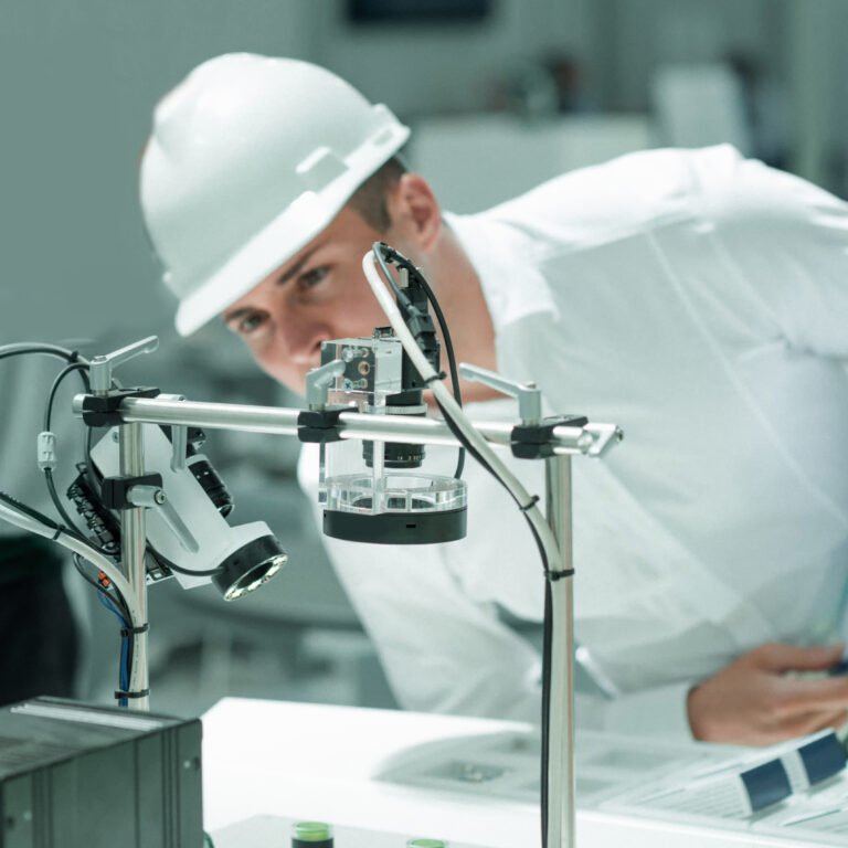 Technology Engineer Working in Factory. Holding check-list and supervising